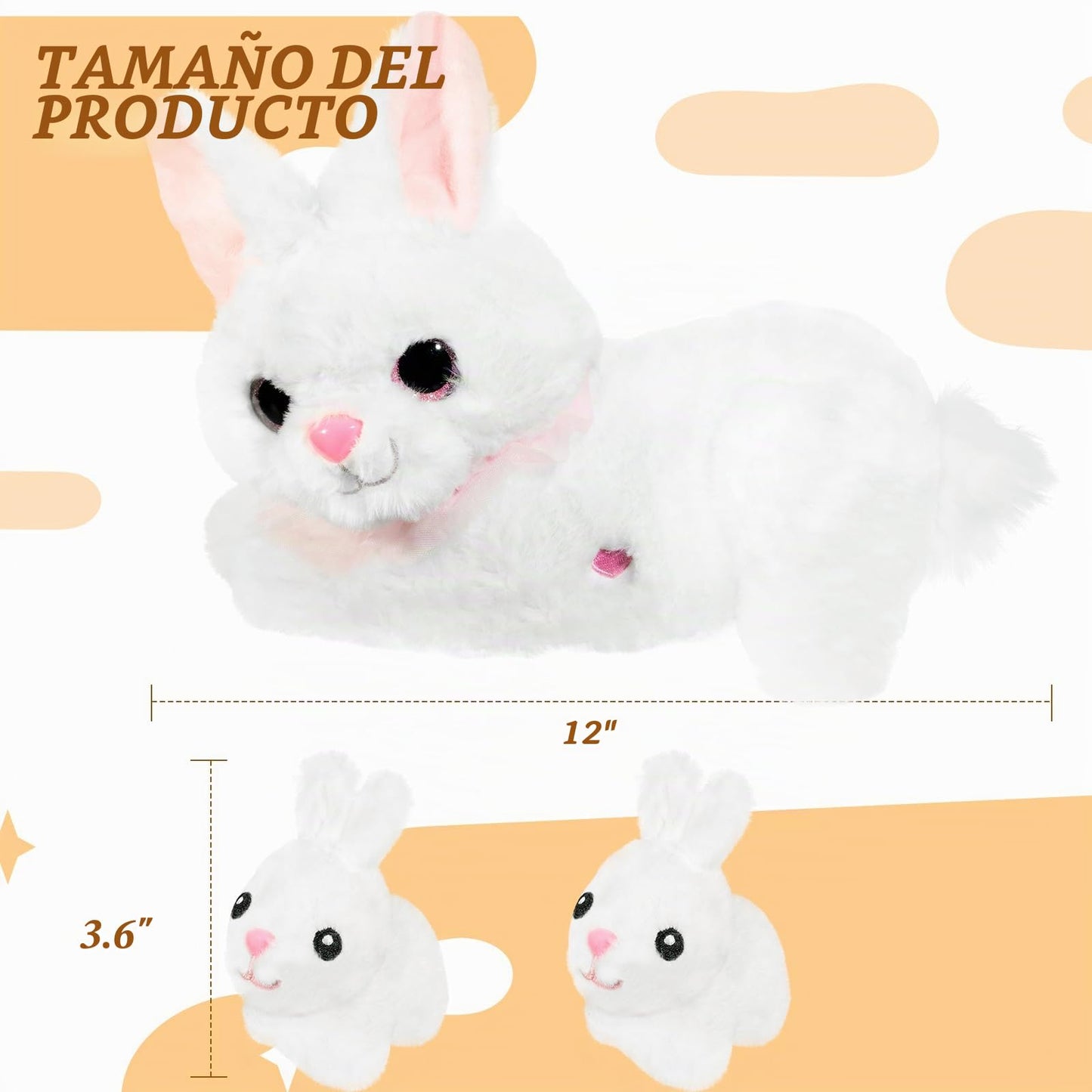 Conejo de peluche con 2 bebés de felpa interactivo