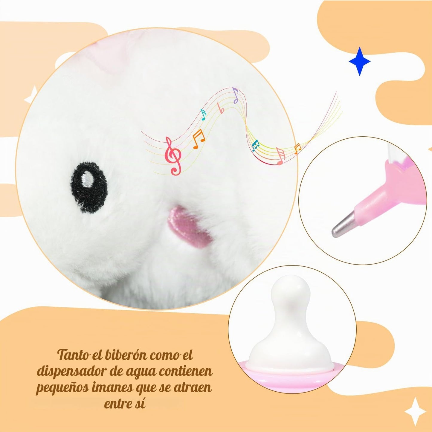 Conejo de peluche con 2 bebés de felpa interactivo