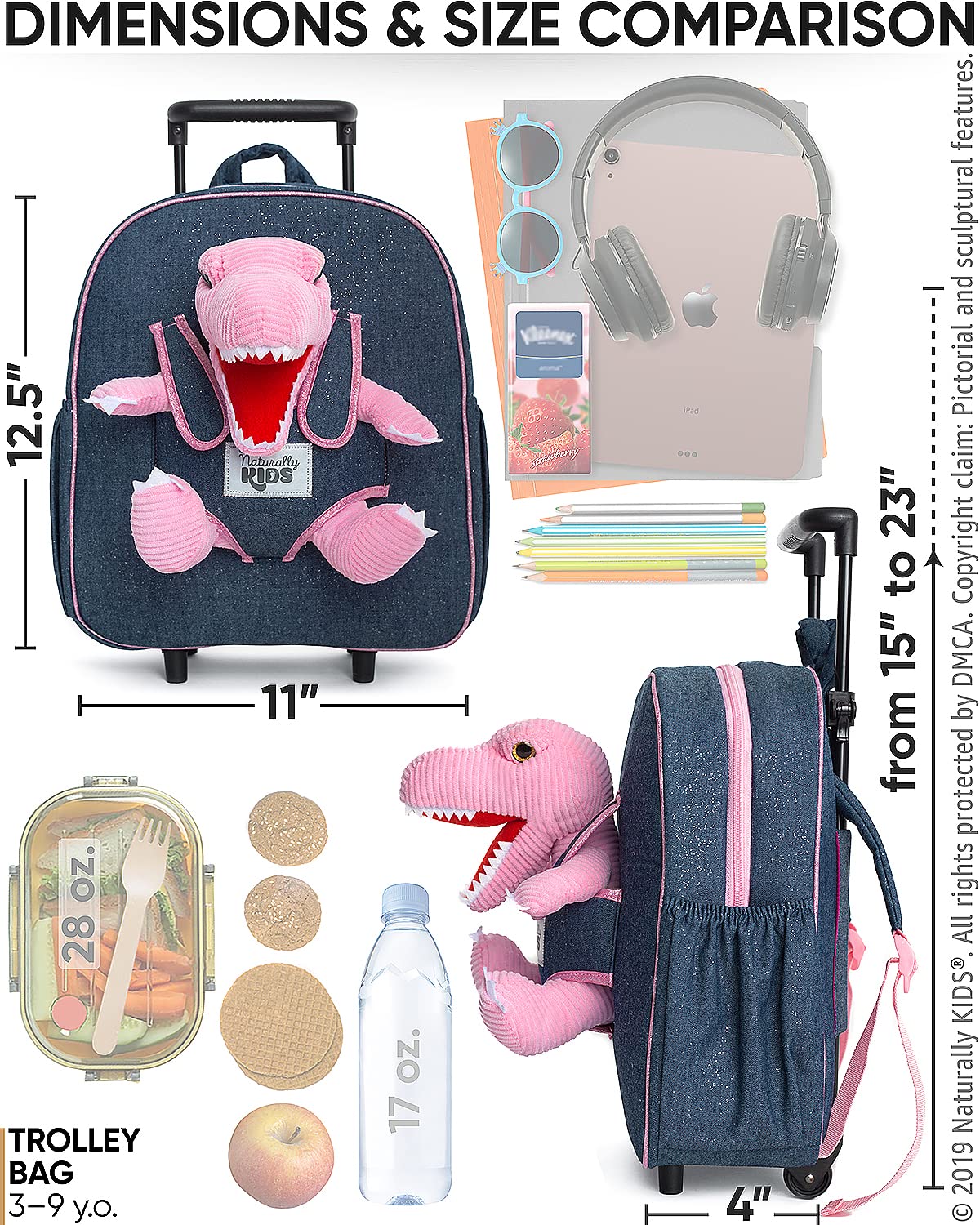 Equipaje para niñas con juguetes de dinosaurio, Medium