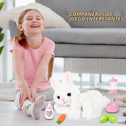 Conejo de peluche con 2 bebés de felpa interactivo