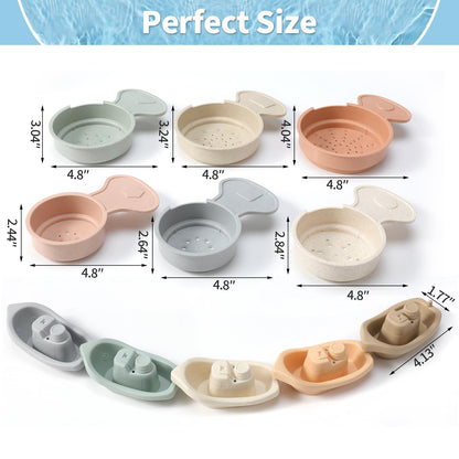 Juguetes de baño Barcos flotantes Tren con cuchara de baño, 11 piezas