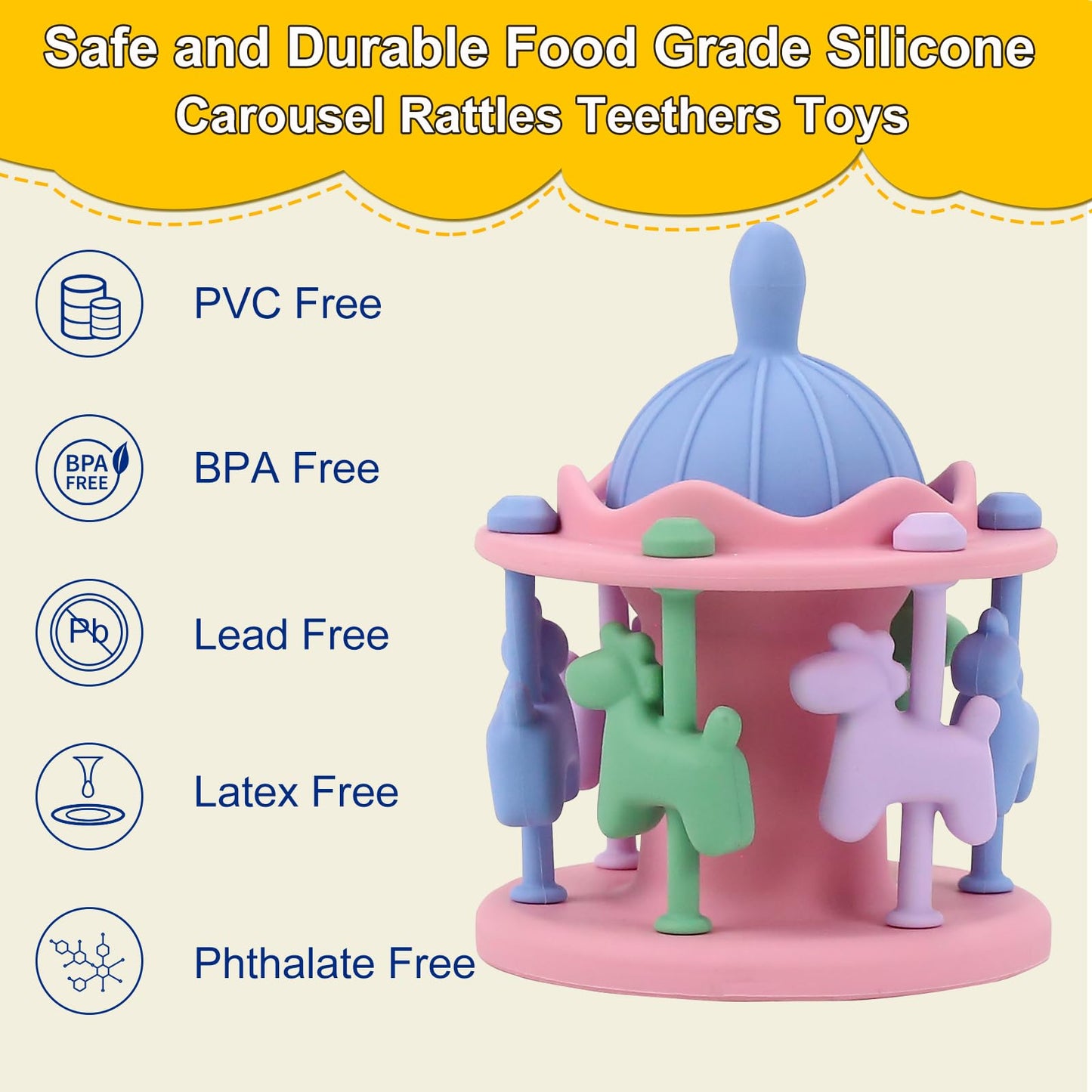 Juguetes para la dentición de bebés de 0 a 12 meses, sonajero de carrusel
