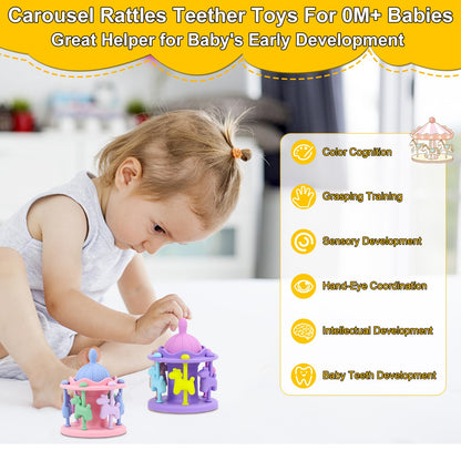 Juguetes para la dentición de bebés de 0 a 12 meses, sonajero de carrusel