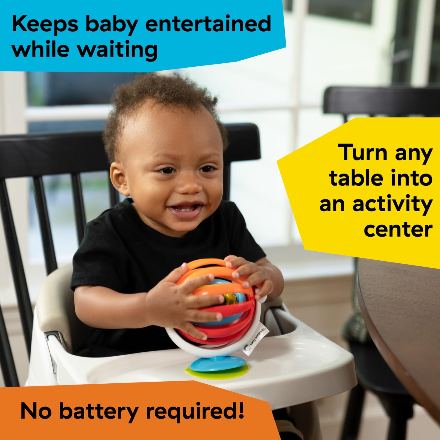 Baby Einstein Sticky Spinner - Juguete de actividades para silla alta sin BPA, a partir de 3 meses