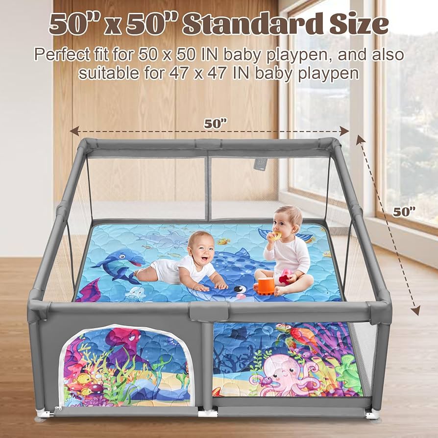 Tapete de bebé para piso, tapete prémium de 50 x 50 pulgadas