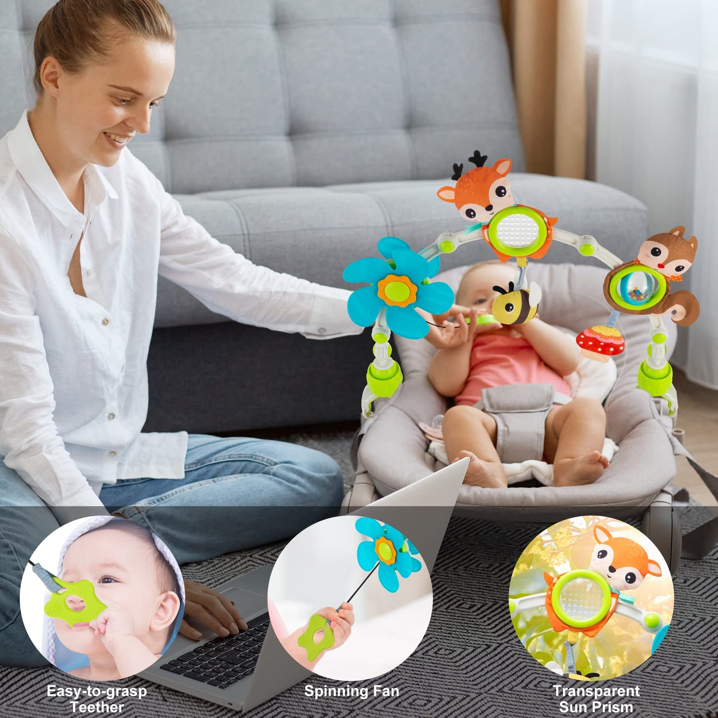 Juguetes de moisés ajustable para bebés y niños pequeños