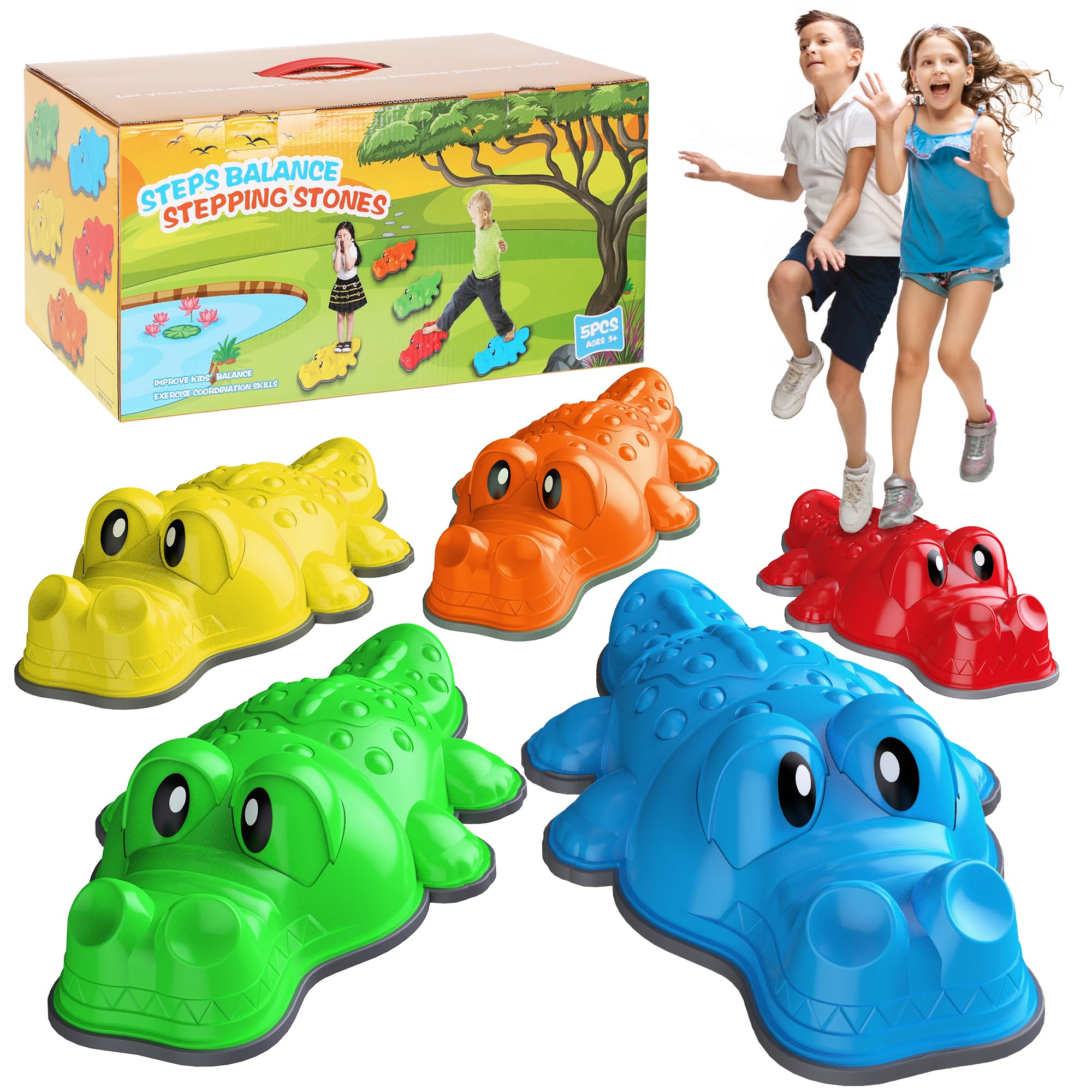 Stepping Stones para niños pequeños, 5 piezas antideslizantes para saltar balanceo