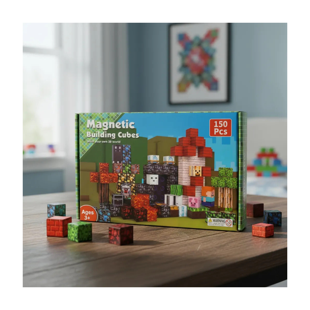 Bloques Magneticos Cubo Para Armar Tipo Minecraft 150 Piezas