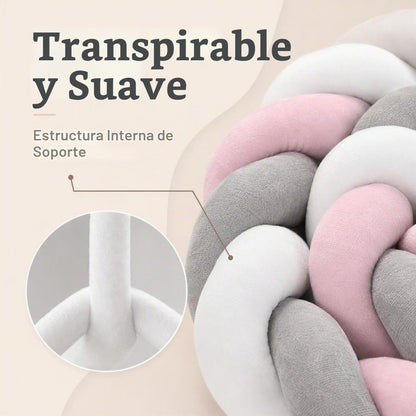Almohada decorativa suave hecha a mano con nudo trenzado de 3 hebras, 2 metros
