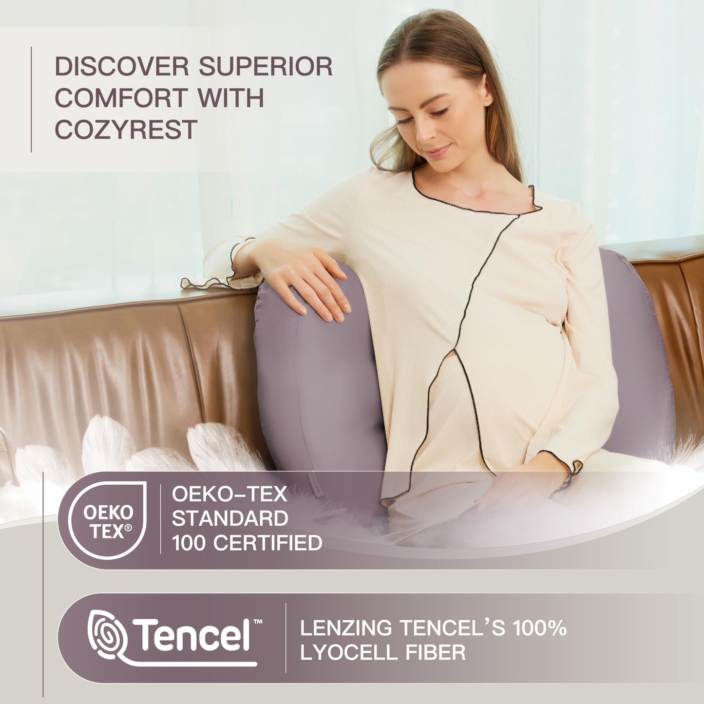 Almohada de embarazo COZYREST, ajustable y con forma de mariposa