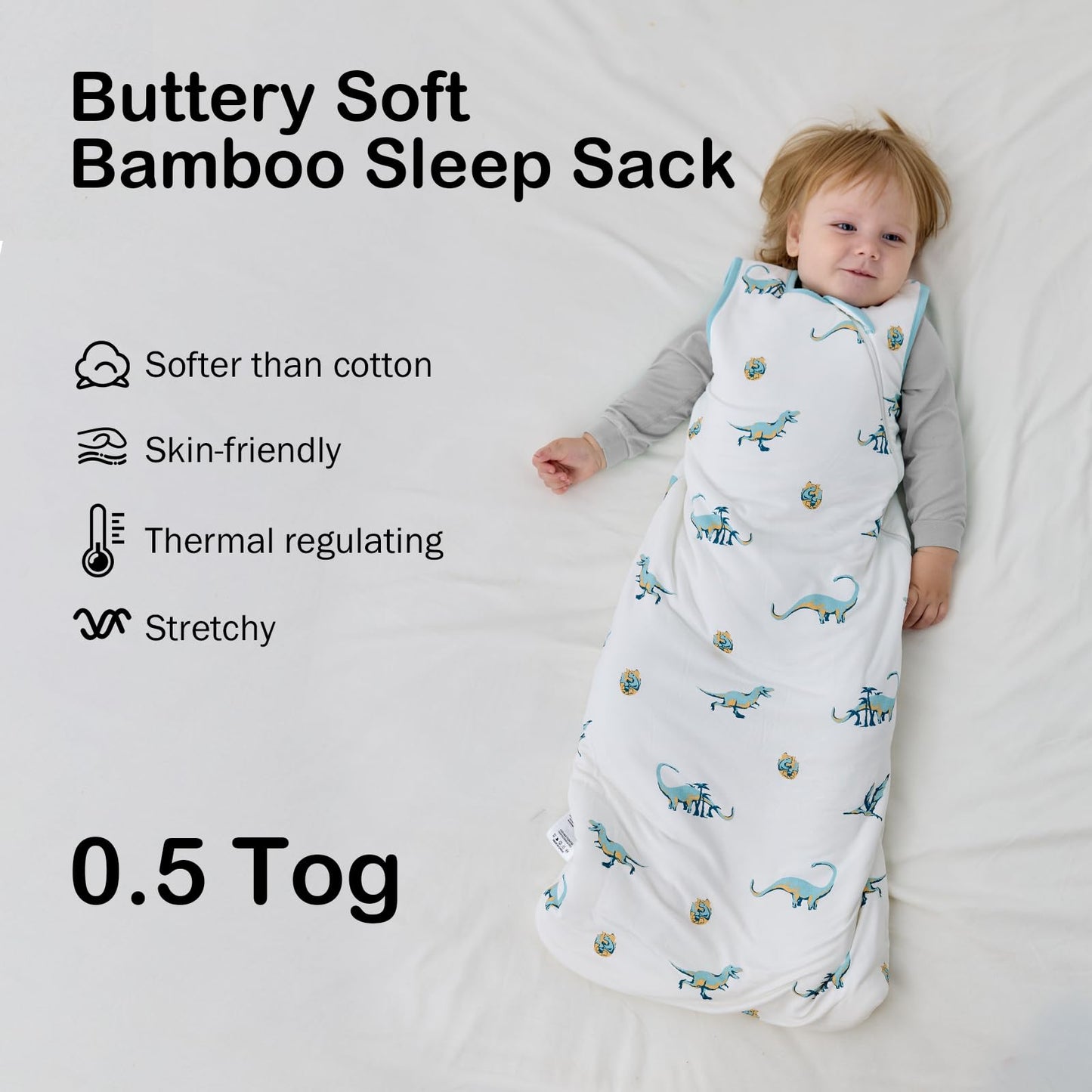 BubblePanda - Saco de dormir de rayón hecho de bambú, 2t-3t, 0.5 tog