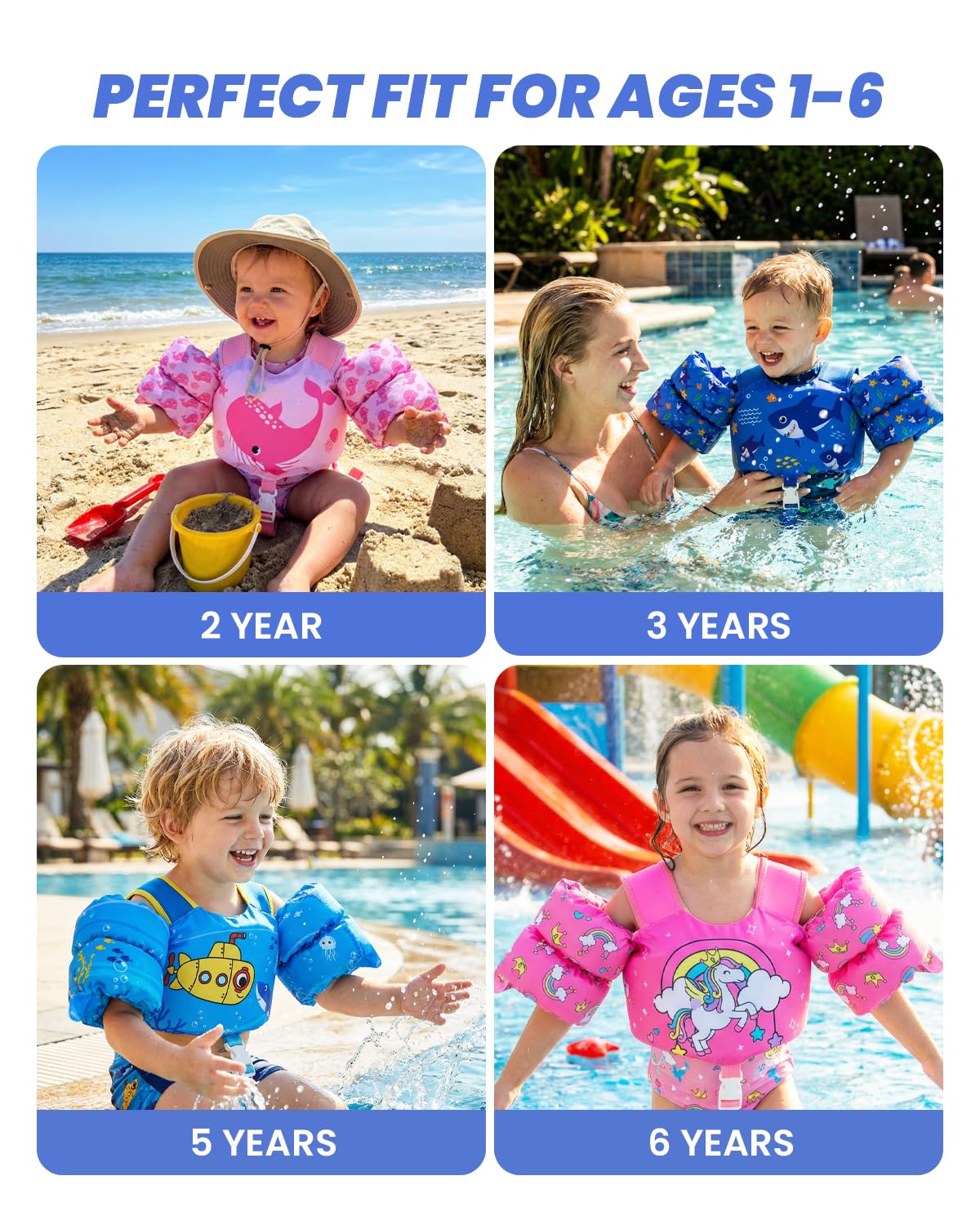 Chaleco de natación para niños, 20-50 libras