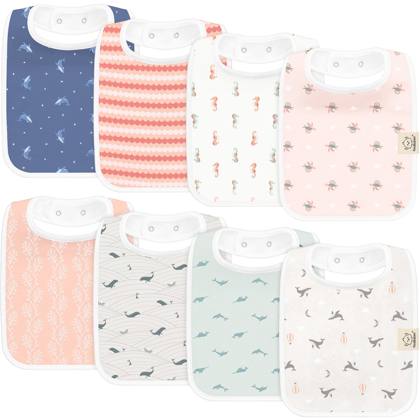 KeaBabies Paquete de 8 baberos orgánicos para bebés para niños y niñas