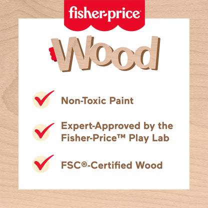 Fisher-Price Juego de ollas y sartenes de juguete de cocina de madera, 19 piezas
