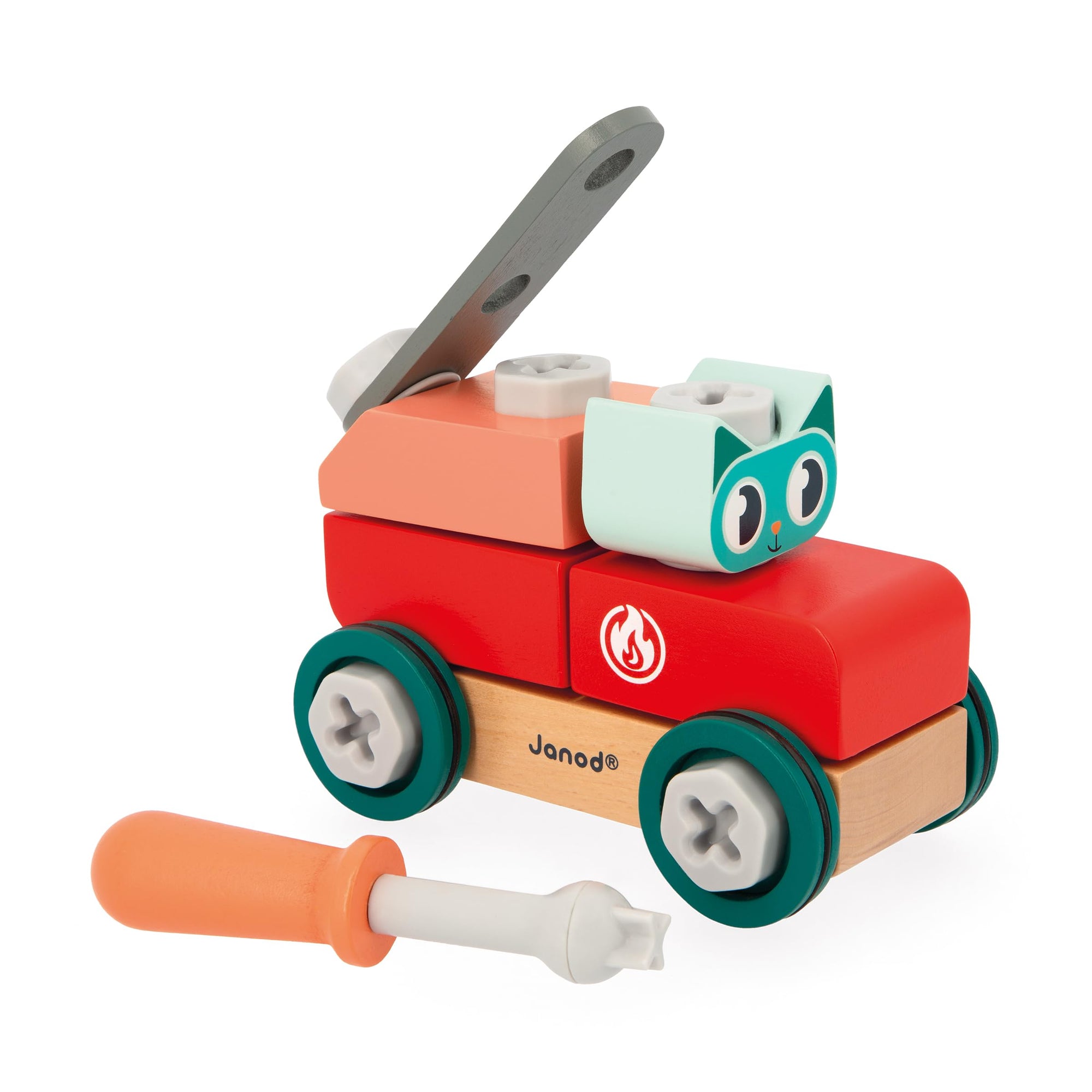 Janod - Brico'Kids - Coche para gatos - Juego de construcción infantil