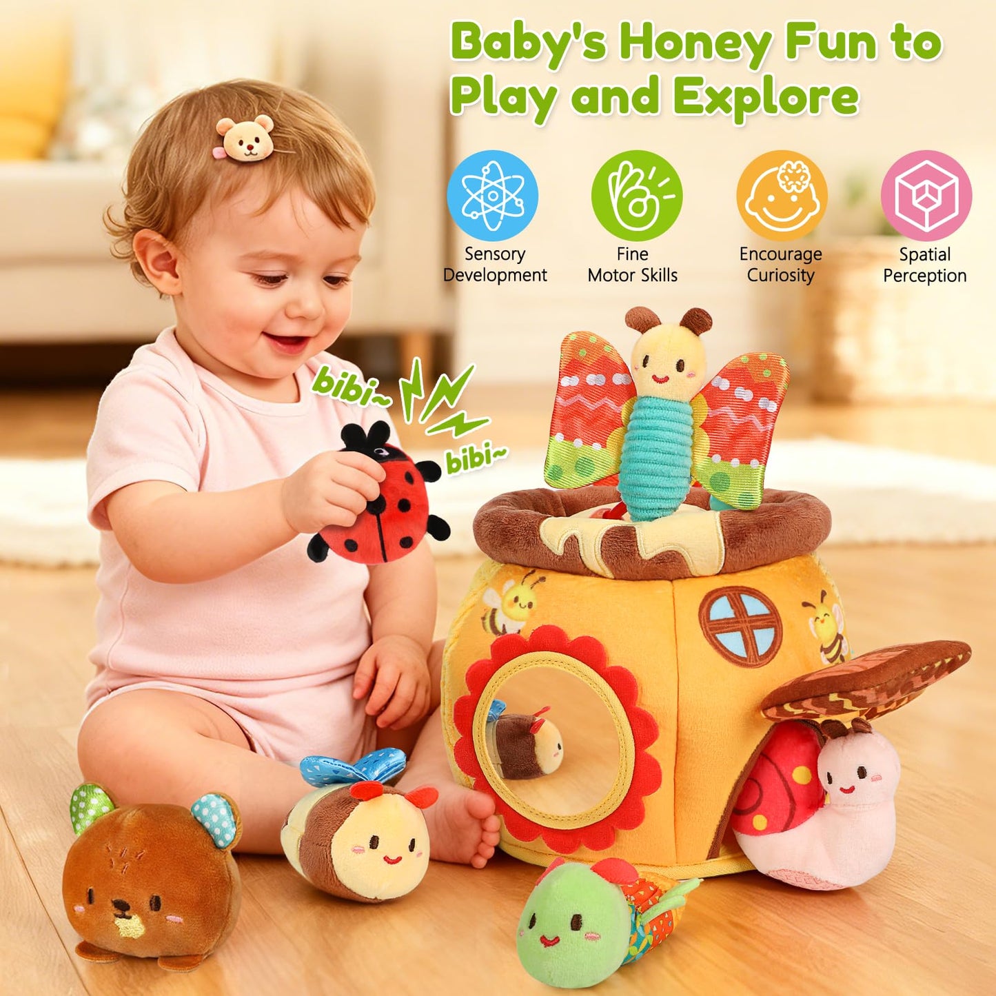 Chirriador y espejo, Montessori sensorial para niños pequeños