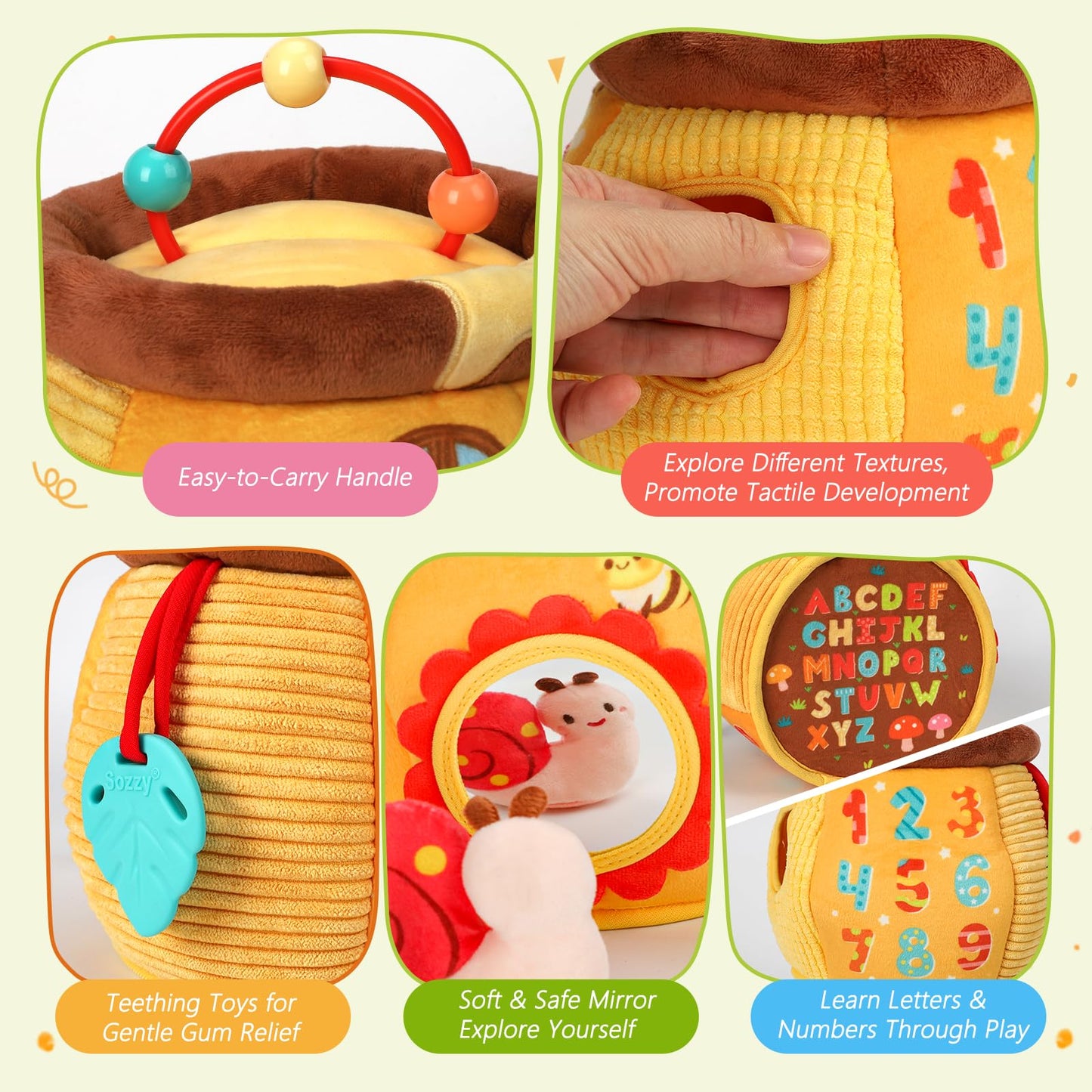 Chirriador y espejo, Montessori sensorial para niños pequeños