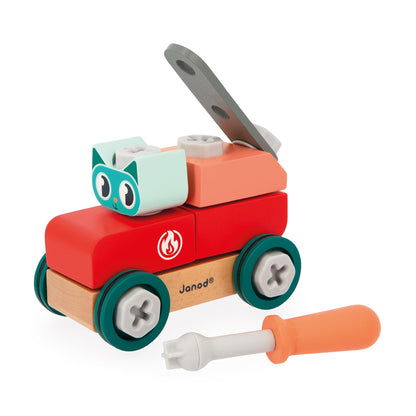 Janod - Brico'Kids - Coche para gatos - Juego de construcción infantil