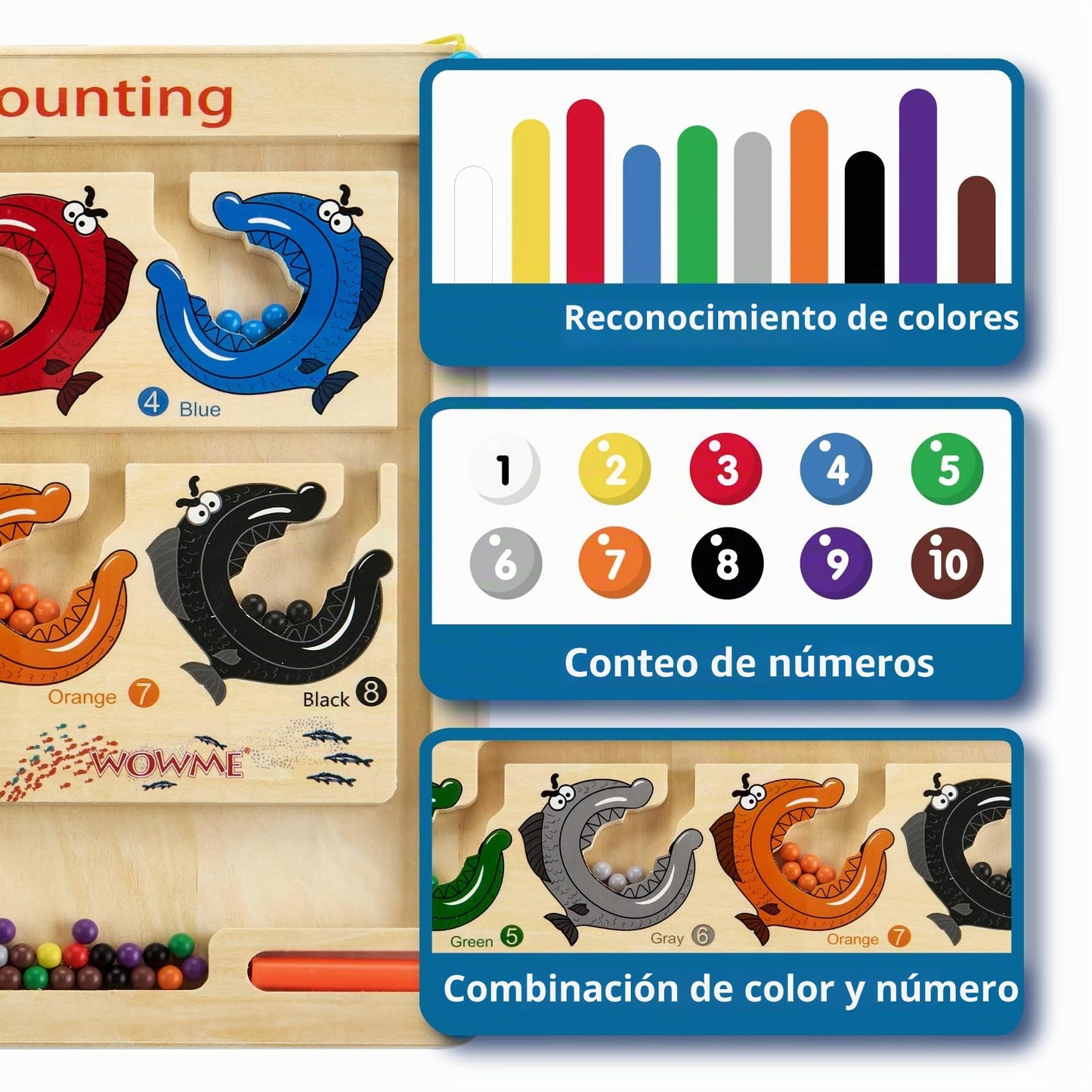 Juguete magnético educativo de laberinto de color y número