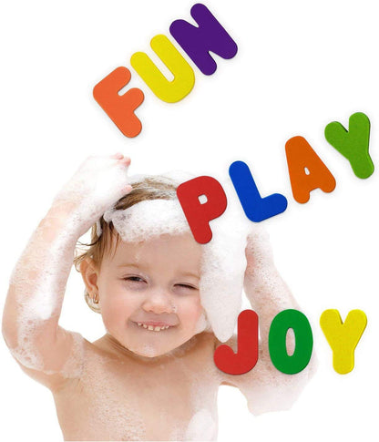 BabyBibi 36 letras y números de baño de espuma adhesivos, no tóxicos, sin BPA