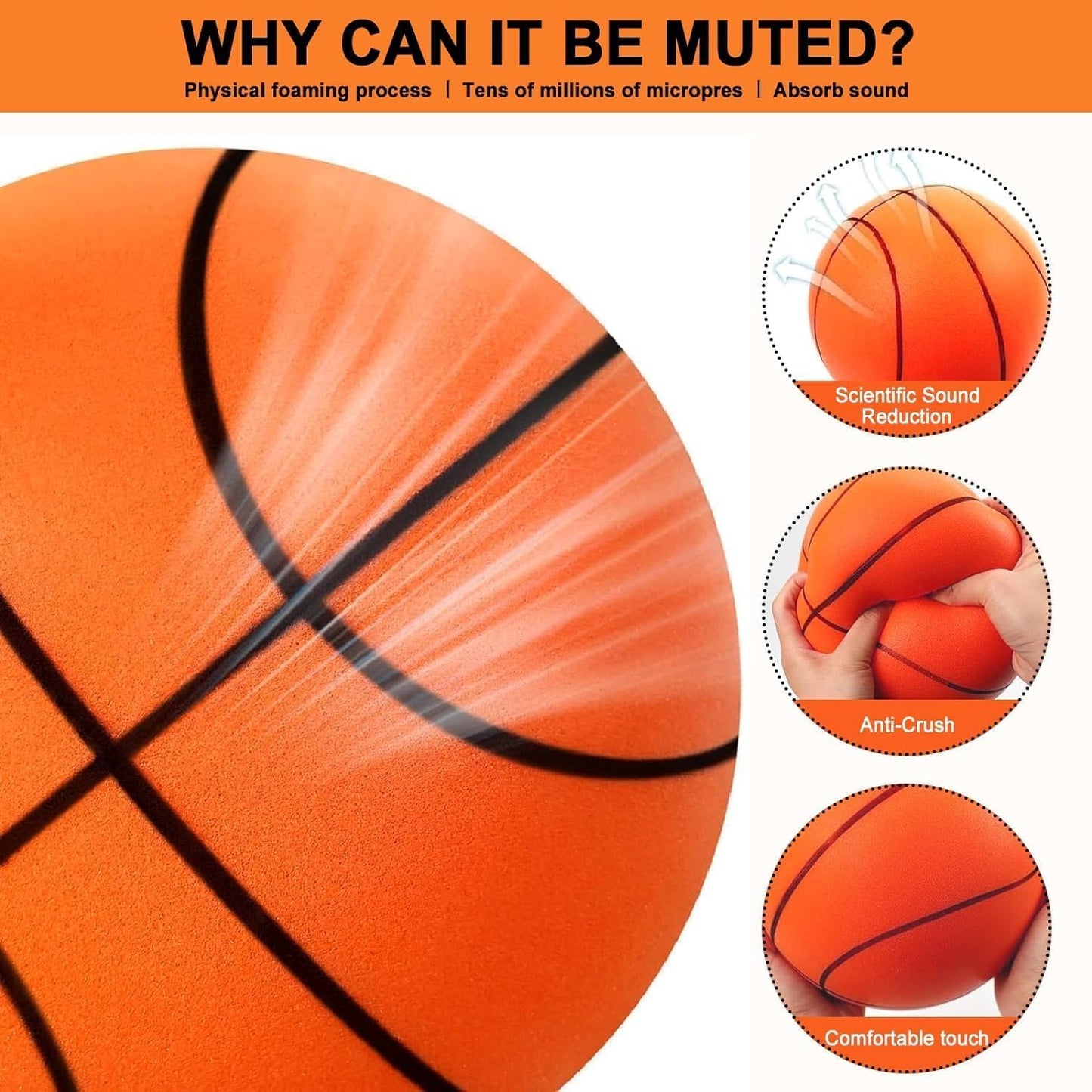 Balón de baloncesto mejorado silencioso para practicar rebotes en interiores