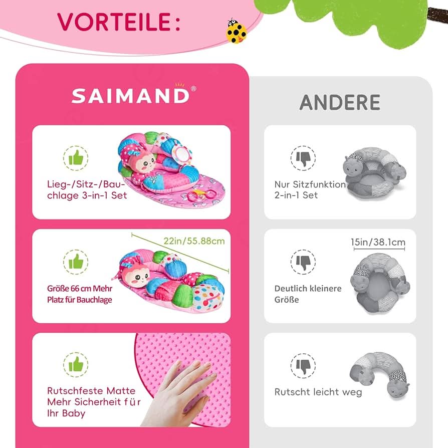 Tapete 2 en 1 para el Tiempo Boca Abajo del Bebé y Almohada de Apoyo para Sentarse