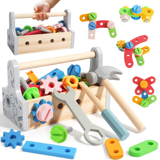 TONZE Juego de herramientas para niños Construcción Montessori