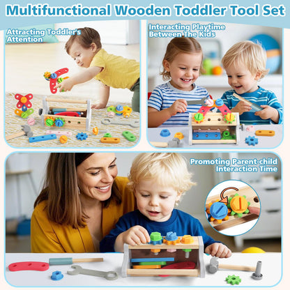 TONZE Juego de herramientas para niños Construcción Montessori