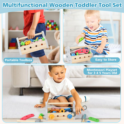 TONZE Juego de herramientas para niños Construcción Montessori