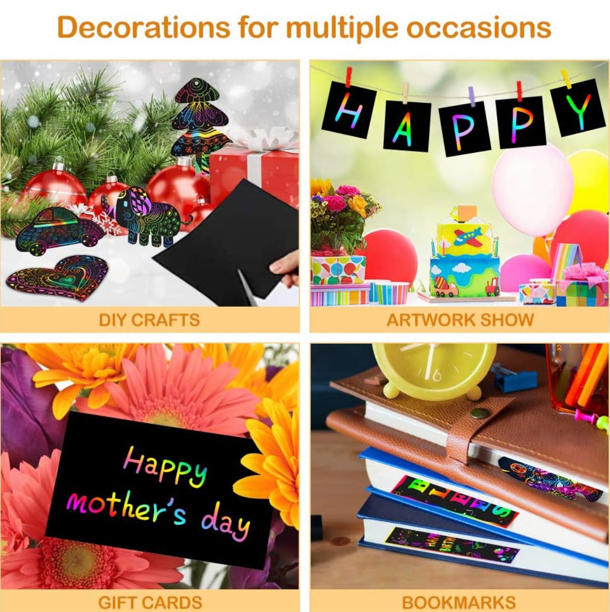 Paquete de 3 cuadernos arcoíris para rascar