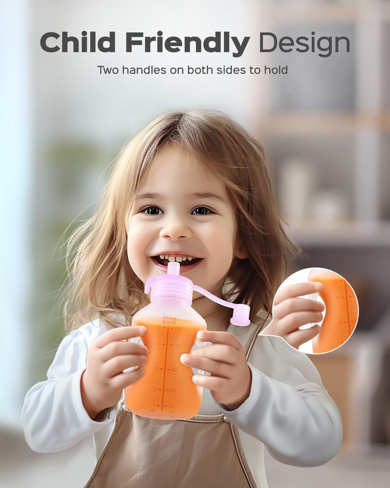 Bolsas reutilizables de silicona para alimentos para bebés con pajitas