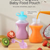 Bolsas reutilizables de silicona para alimentos para bebés con pajitas