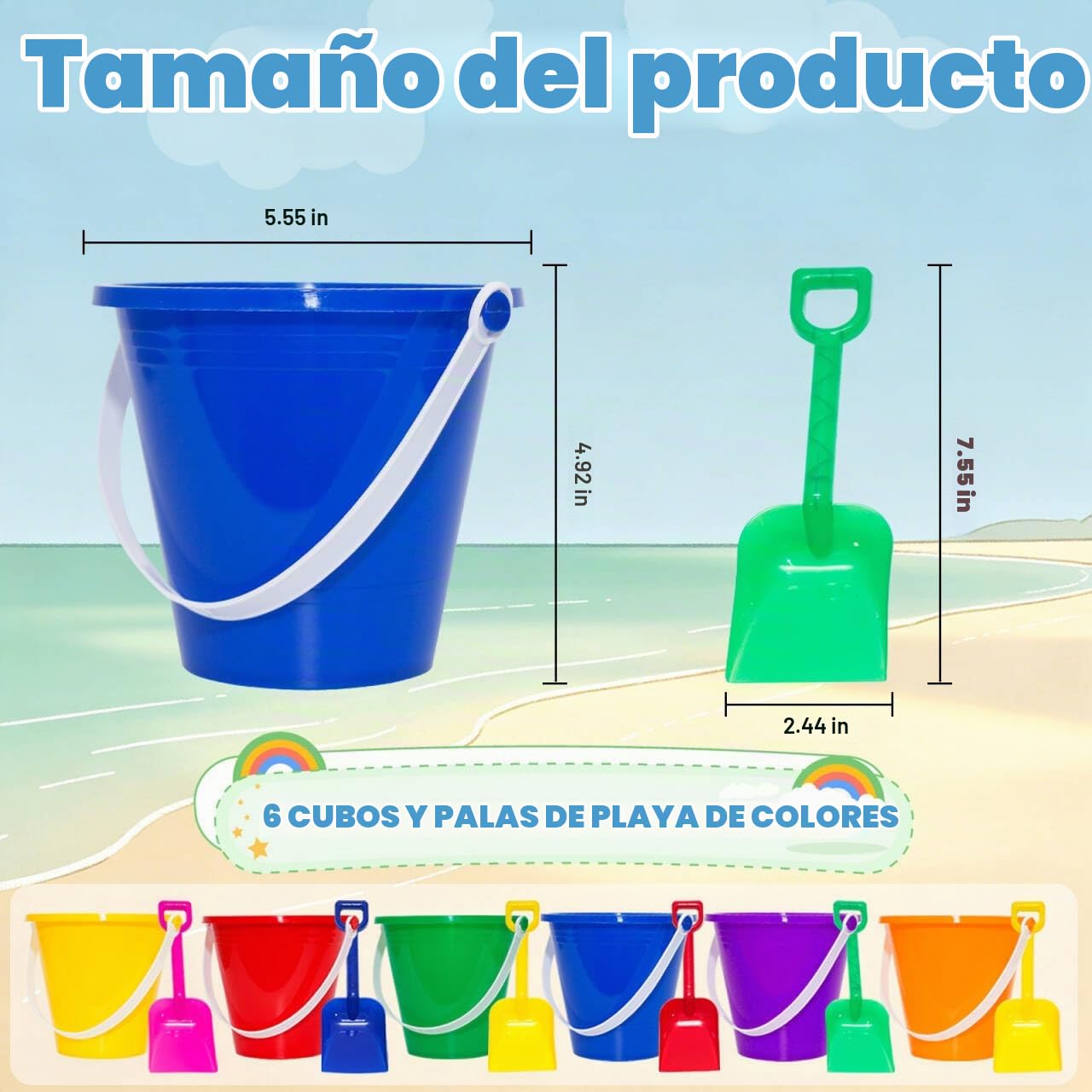 20 Cubos de arena para playa de 5.28 pulgadas con palas