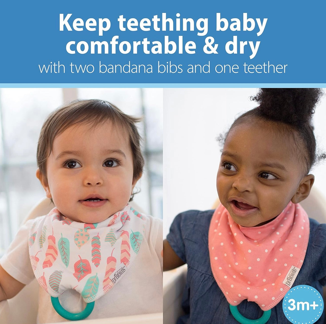 Dr. Brown's Babero de bebé súper suave y absorbente con mordedor a presión