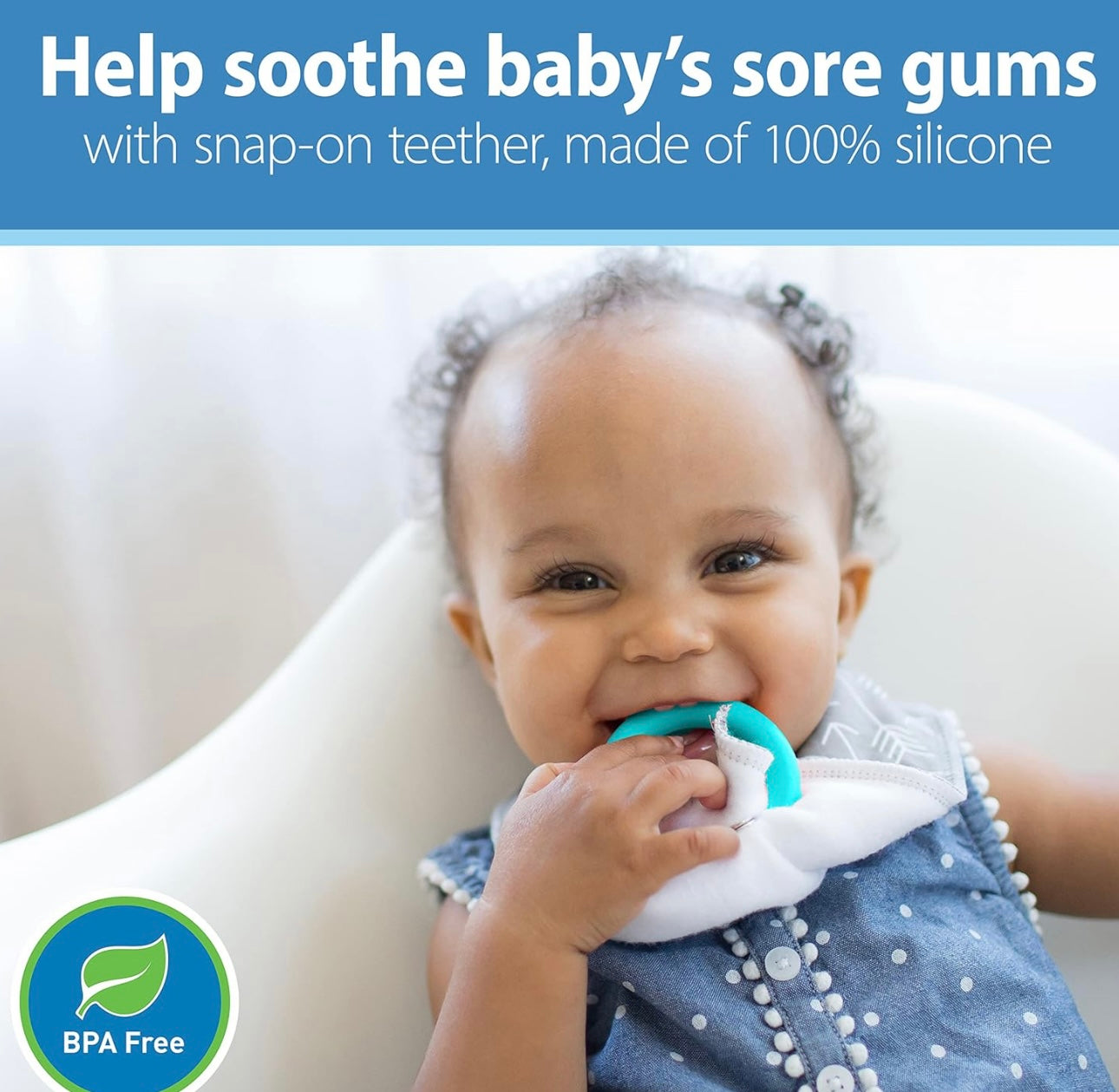 Dr. Brown's Babero de bebé súper suave y absorbente con mordedor a presión