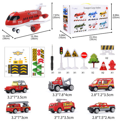 Coolplay - Juego de juguetes de avión rojo, coche de bomberos de rescate