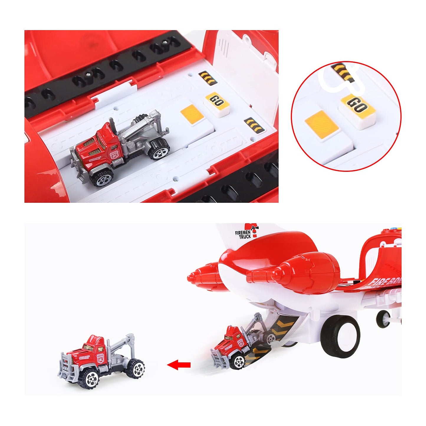 Coolplay - Juego de juguetes de avión rojo, coche de bomberos de rescate