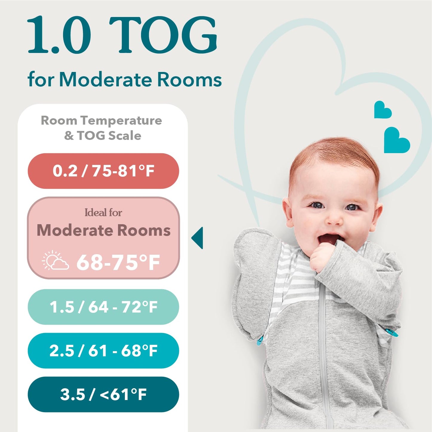 Love to Dream - Saco de dormir Swaddle Up para 0 a 3 meses, 1.0 TOG