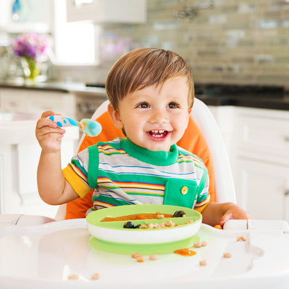 Munchkin Stay Put - Placas de succión para bebés y niños pequeños, 3 secciones divididas, azul/verde