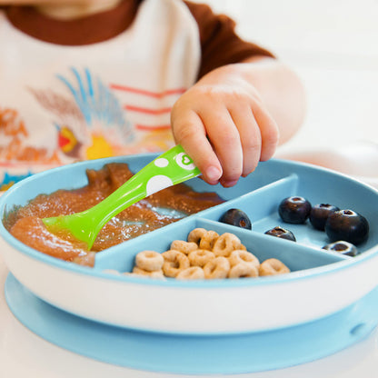 Munchkin Stay Put - Placas de succión para bebés y niños pequeños, 3 secciones divididas, azul/verde