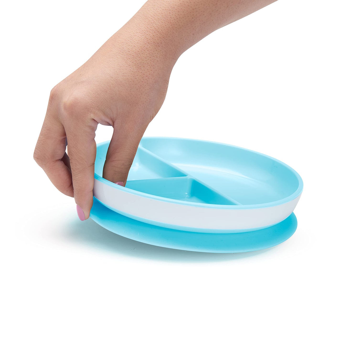 Munchkin Stay Put - Placas de succión para bebés y niños pequeños, 3 secciones divididas, azul/verde