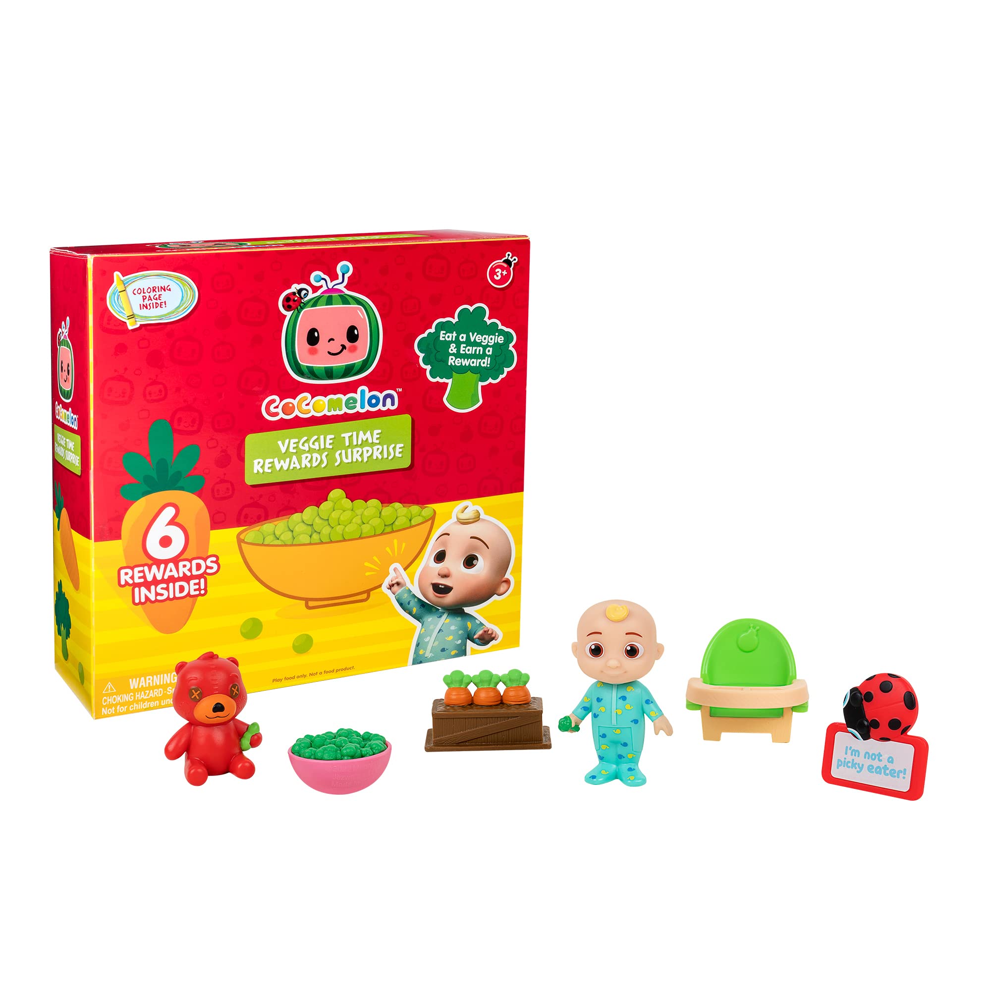 CoComelon Veggie Time Surprise: 1 figura y 5 accesorios para coleccionar