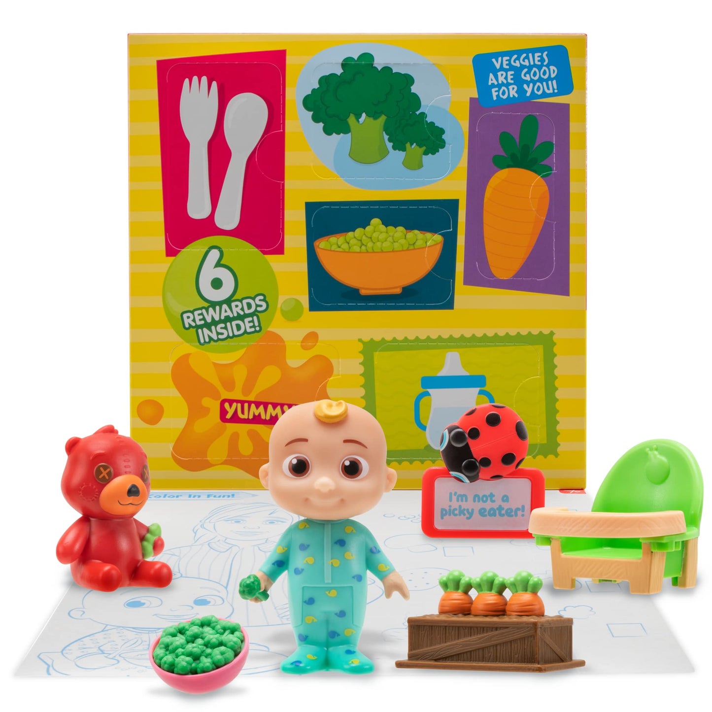 CoComelon Veggie Time Surprise: 1 figura y 5 accesorios para coleccionar