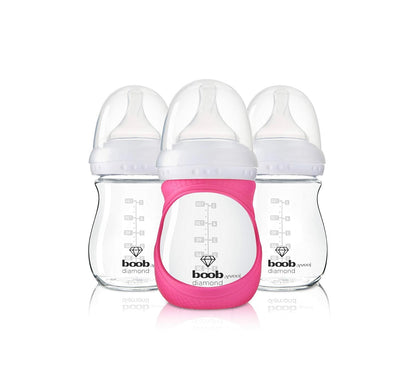 JOOVY Boob Diamond 5 onzas, 3 piezas con funda rosa