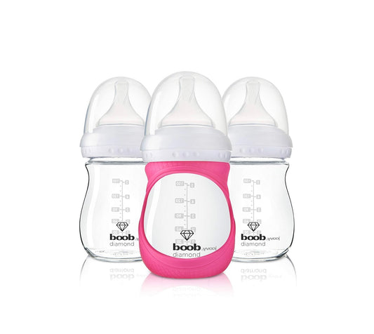 JOOVY Boob Diamond 5 onzas, 3 piezas con funda rosa