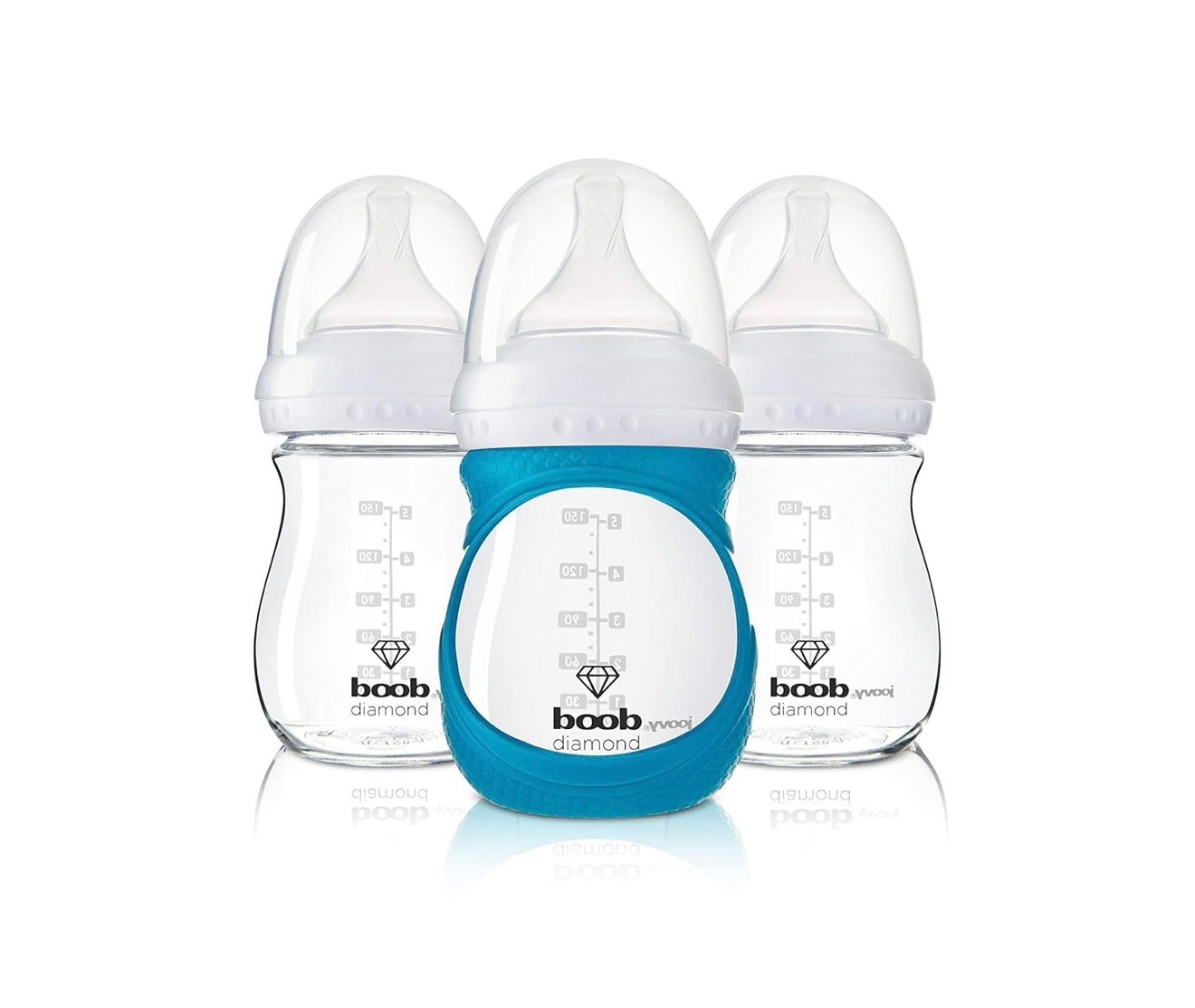 JOOVY Boob Diamond 5 onzas, 3 piezas con funda turquesa