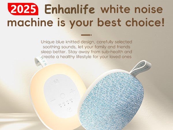 Máquina portátil de sonido de ruido blanco: altavoz Bluetooth, batería recargable, temporizador de 4 velocidades, 6 sonidos relajantes