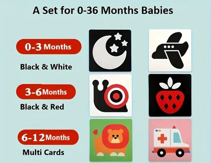 Tarjetas flash blancas y negras para bebés, 80 tarjetas, 160 páginas, 8.4 x 8.4 pulgadas