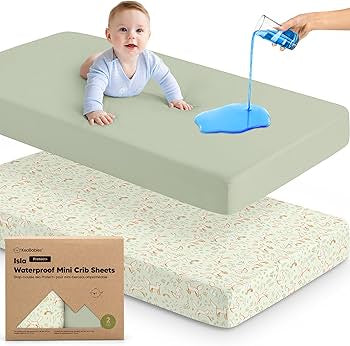 Paquete de 2 sábanas impermeables para cuna de niño y niña, 38 x 26 pulgadas