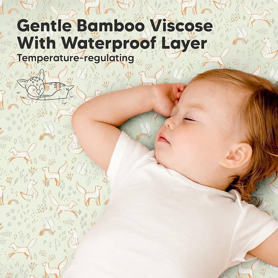 Paquete de 2 sábanas impermeables para cuna de niño y niña, 38 x 26 pulgadas